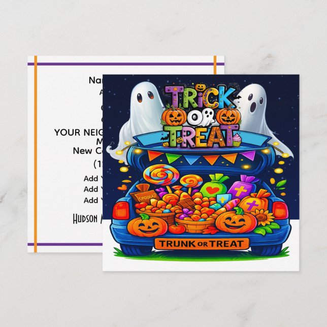 Trick or Treat or TRUNK or Treat Invitation (Front/Back)