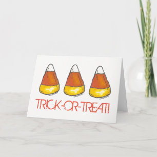Trick-or-Treat Orange Happy Halloween Candy Corn Card