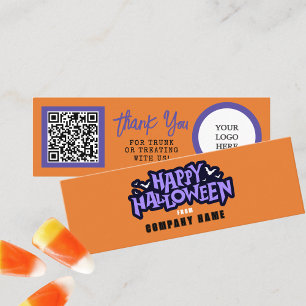 Trick or Treat Orange Happy Halloween Thank You  Mini Business Card