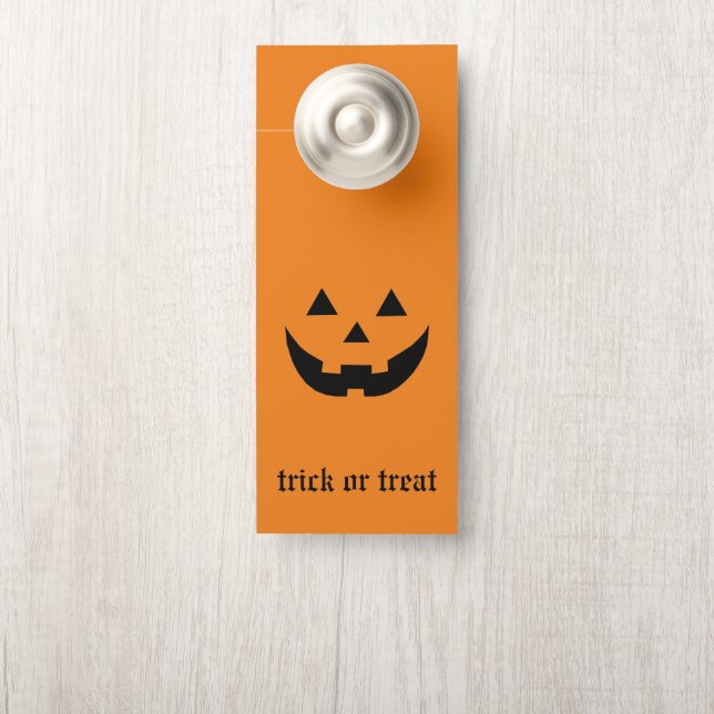 Trick or treat orange Jack o lantern Halloween Door Hanger (On Knob)