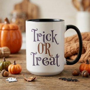 Trick or Treat Orange & Purple Halloween Mug