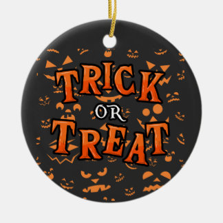 Trick or Treat Ornaments Halloween Circle Ceramic