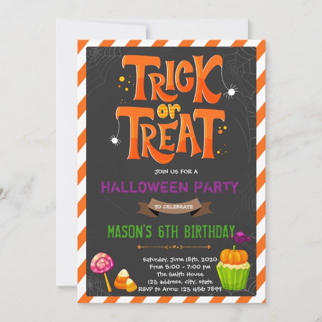 Trick or treat party invitation (Front)