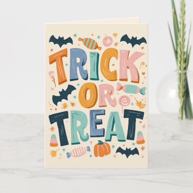 Trick Or Treat Pastel Halloween Card (Front)