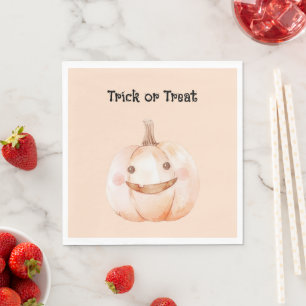 Trick or Treat Peach Pumpkin Halloween Napkin
