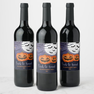 Trick or treat Personalised Name Halloween Party Wine Label