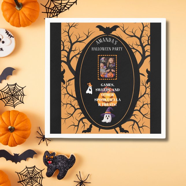 Trick-or-Treat Photo Party Invitation Napkins (Creator Uploaded)