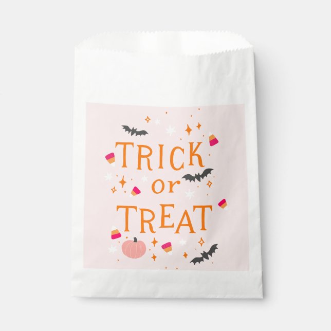 Trick Or Treat Pink Halloween Favour Bags (Front)