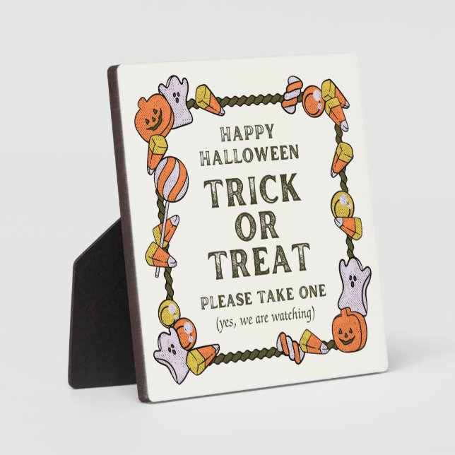 Trick Or Treat Please Take One Standing Sign Plaque (Front)