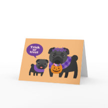 Trick Or Treat Pug Card