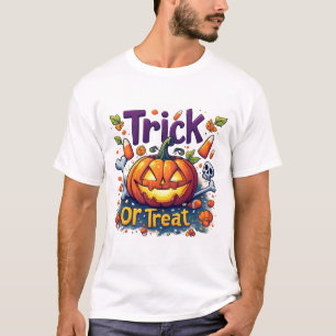 Trick Or Treat Pumpkin Candy Skull Halloween 🎃 T-Shirt