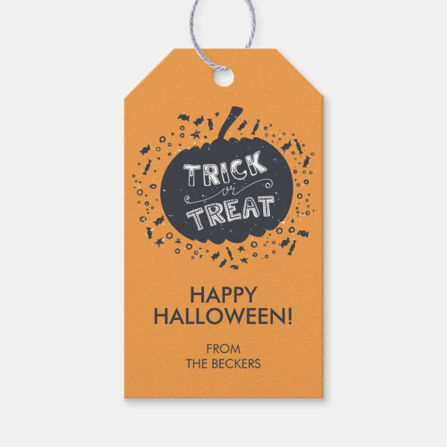 Trick Or Treat Pumpkin Halloween Gift Tag (Front)