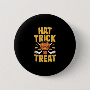 Trick Or Treat Pumpkin Halloween Ice Hockey  6 Cm Round Badge