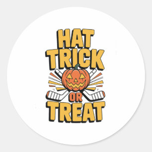 Trick Or Treat Pumpkin Halloween Ice Hockey Classic Round Sticker