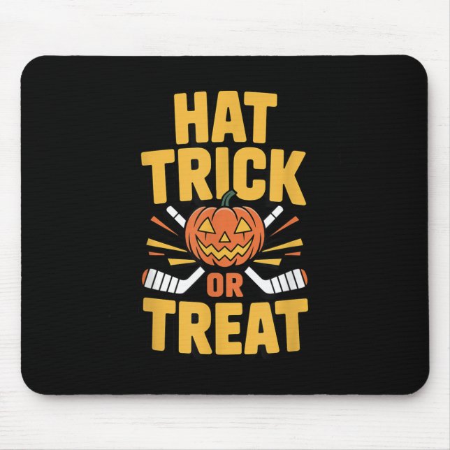 Trick Or Treat Pumpkin Halloween Ice Hockey  Mouse Mat (Front)