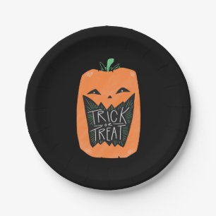 Trick or Treat Pumpkin Halloween Party Paper Plate