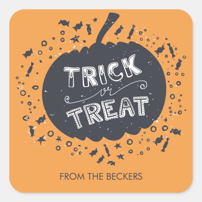 Trick Or Treat Pumpkin Halloween Sticker (Front)