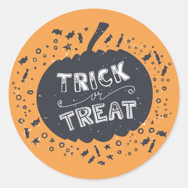 Trick Or Treat Pumpkin Halloween Sticker (Front)