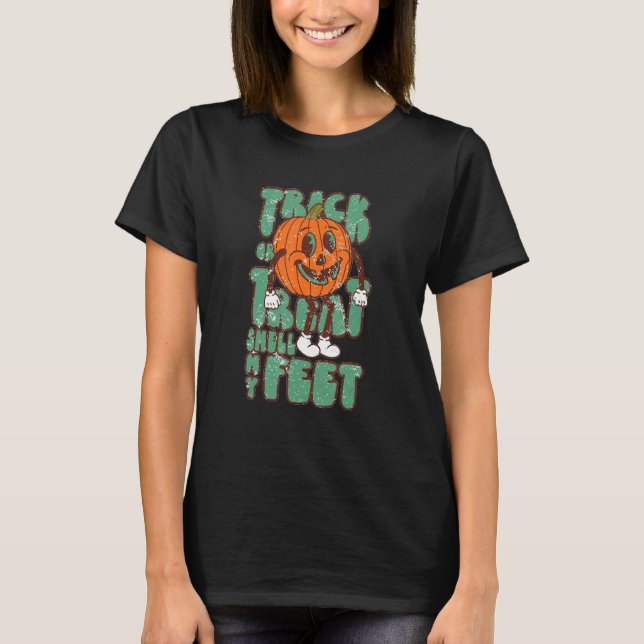 Trick Or Treat  Pumpkin Spice Fall Pumpkin Leopard T-Shirt (Front)