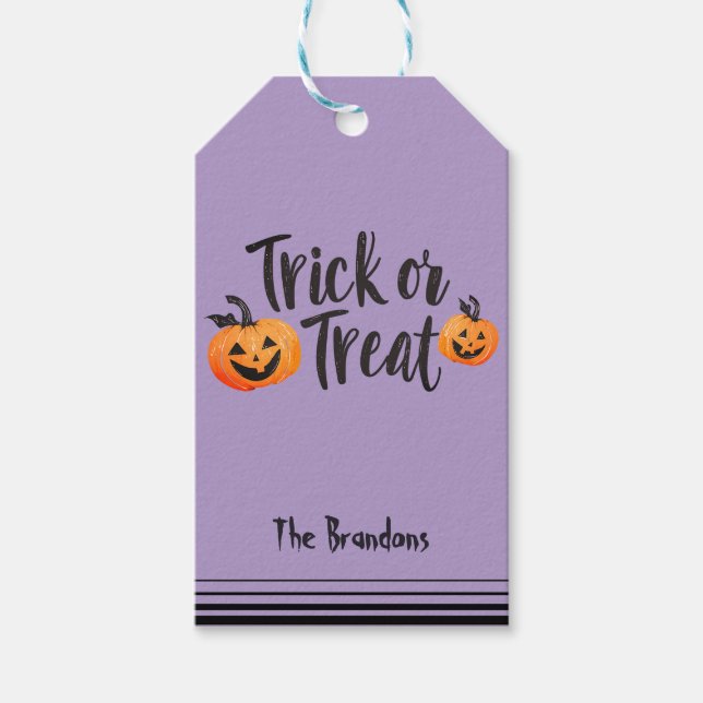 Trick or Treat Pumpkins Halloween Gift Tag (Front)