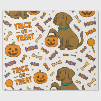 Trick-or-Treat Pup Halloween Wrapping Paper