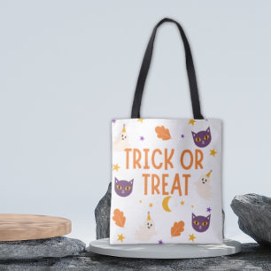 Trick or treat purple and orange  tote bag
