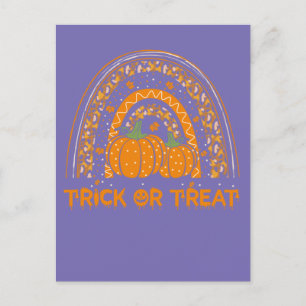 Trick Or Treat Rainbow Pumpkin Halloween Costume Postcard
