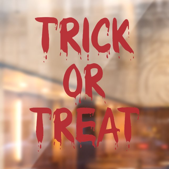Trick or Treat red blood typography Halloween Window Cling (Sheet 2)