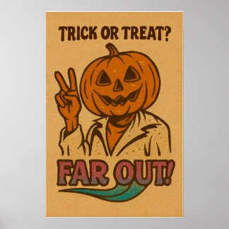 Trick or Treat? | Retro Halloween Pumpkin Poster