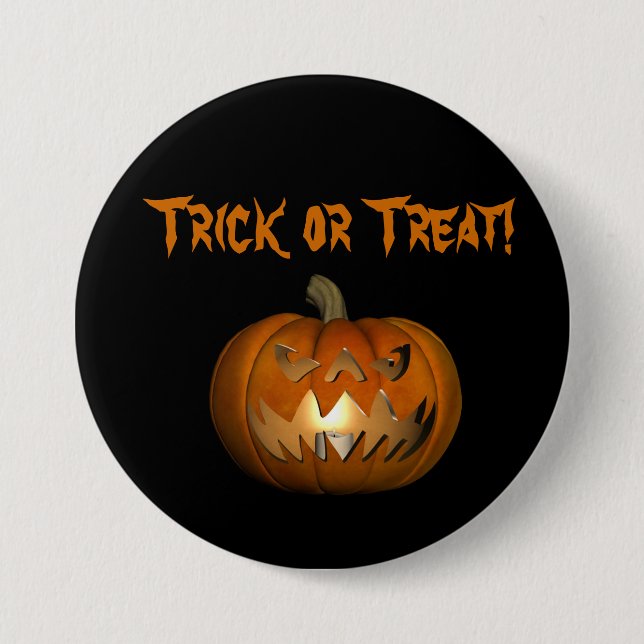 Trick or Treat Scary Face Pumpkin Button (Front)