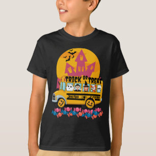 Trick or Treat Schoolbus with Spooky Friends T-Shirt