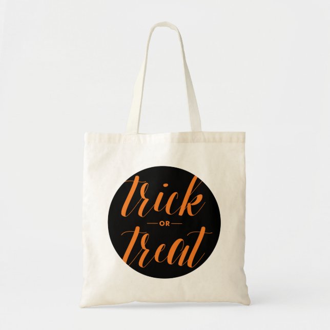 Trick or Treat Script Halloween Tote Bag (Front)