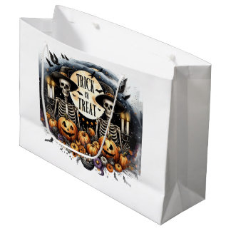 Trick or Treat Skeletons & Pumpkins Halloween Large Gift Bag