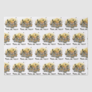 Trick or Treat Skeletons Witch White Halloween Tissue Paper