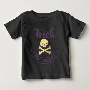 Trick or treat skull crossbones Halloween ribbon  Baby T-Shirt