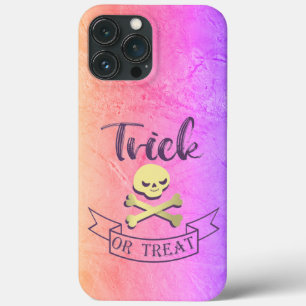Trick or treat skull crossbones Halloween ribbon iPhone 13 Pro Max Case