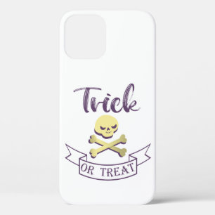 Trick or treat skull crossbones Halloween ribbon iPhone 12 Case