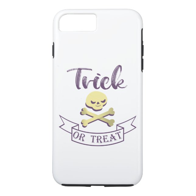 Trick or treat skull crossbones Halloween ribbon Case-Mate iPhone Case (Back)