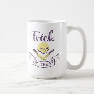 Trick or treat skull crossbones Halloween ribbon Coffee Mug