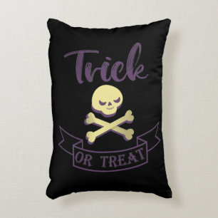 Trick or treat skull crossbones Halloween ribbon Decorative Cushion