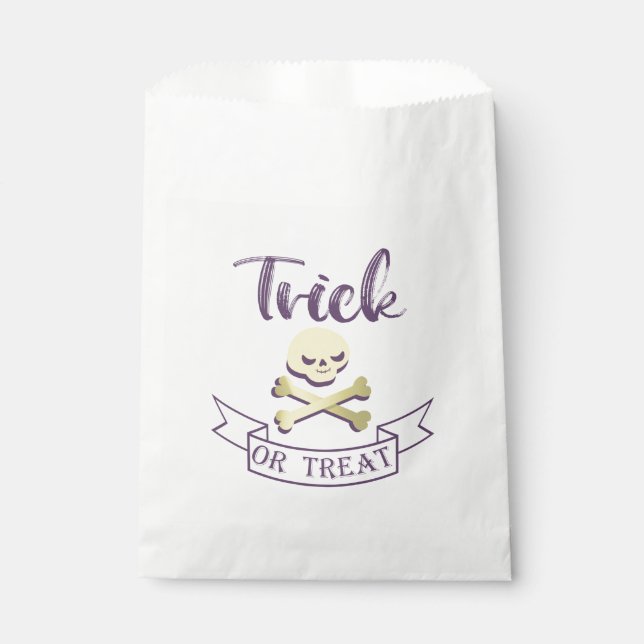 Trick or treat skull crossbones Halloween ribbon Favour Bags (Front)