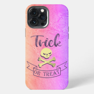 Trick or treat skull crossbones Halloween ribbon iPhone 13 Pro Max Case