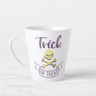 Trick or treat skull crossbones Halloween ribbon Latte Mug