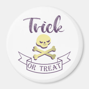 Trick or treat skull crossbones Halloween ribbon Magnet