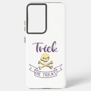 Trick or treat skull crossbones Halloween ribbon Samsung Galaxy Case