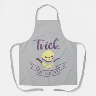 Trick or treat skull crossbones Halloween ribbon T Apron
