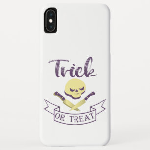 Trick or treat skull crossbones Halloween ribbon T iPhone XS Max Case