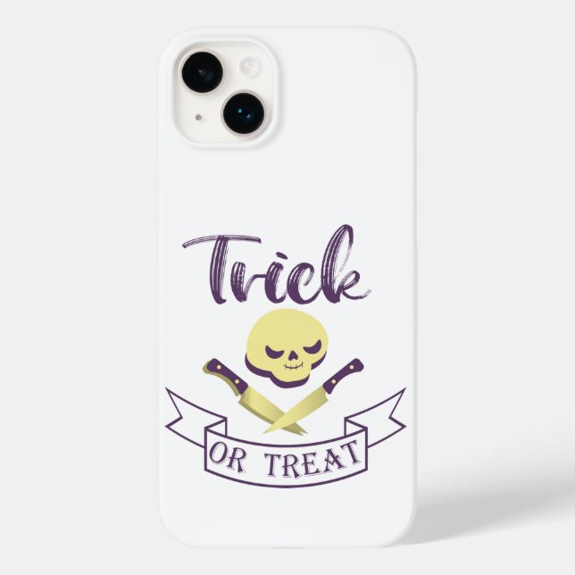 Trick or treat skull crossbones Halloween ribbon T Case-Mate iPhone Case (Back)