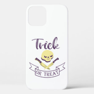 Trick or treat skull crossbones Halloween ribbon T iPhone 12 Case
