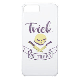 Trick or treat skull crossbones Halloween ribbon T iPhone 8 Plus/7 Plus Case